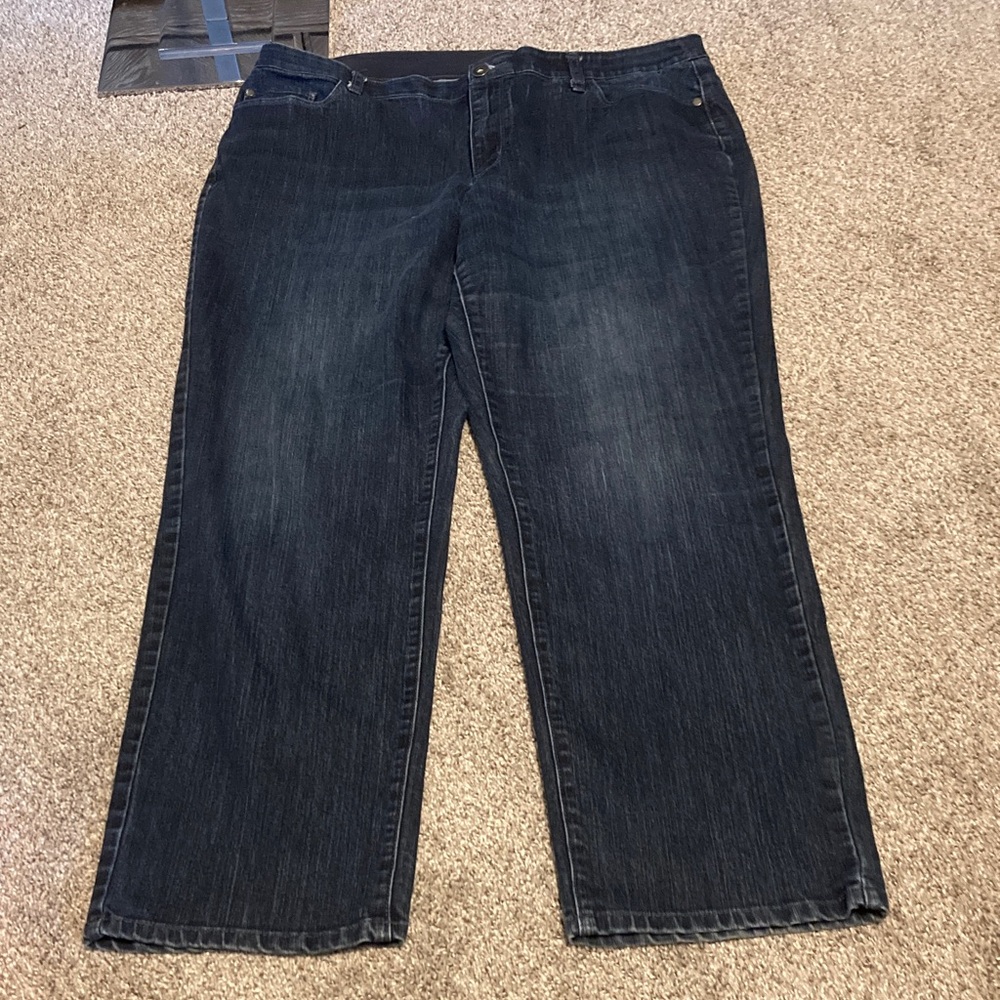 CJ Banks Relaxed Straight-Leg stretch waist Jeans - Dark Blue